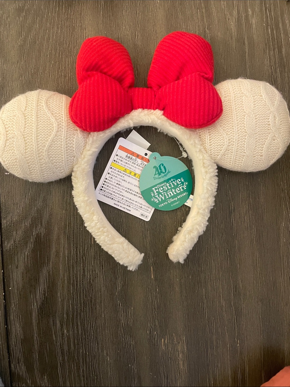 Christmas Tokyo Disney Ears with Red Bow